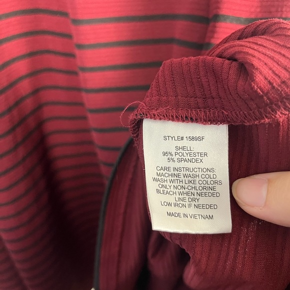 Anthropologie Hutch long sleeve burgundy/black striped Dress size M - Picture 3 of 4